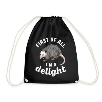 Opossum Possum Animal - Drawstring Bag - black - Front