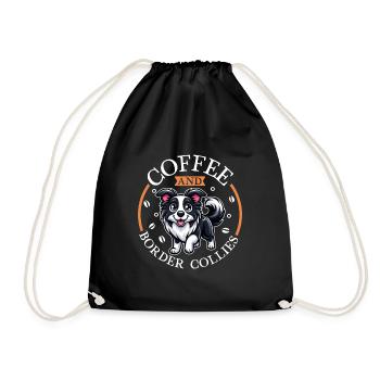 Café et Border Collie - Sac de sport léger - noir - Devant