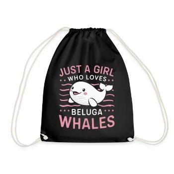 Beluga Whale Ocean Belugas Whales - Drawstring Bag - black - Front