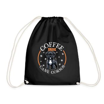 Coffee and Cane Corso - Drawstring Bag - black - Front