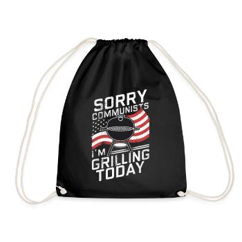 Grill Grillen Griller BBQ Barbecue - Turnbeutel - Schwarz - Vorne