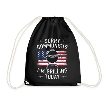Grill Grillen Griller BBQ Barbecue - Turnbeutel - Schwarz - Vorne