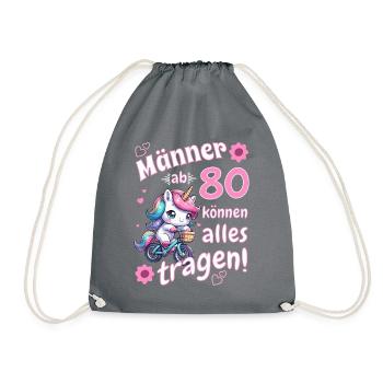 Männer ab 80...Geburtstag Mann 80 lustige Sprüche - Turnbeutel - Grau - Vorne