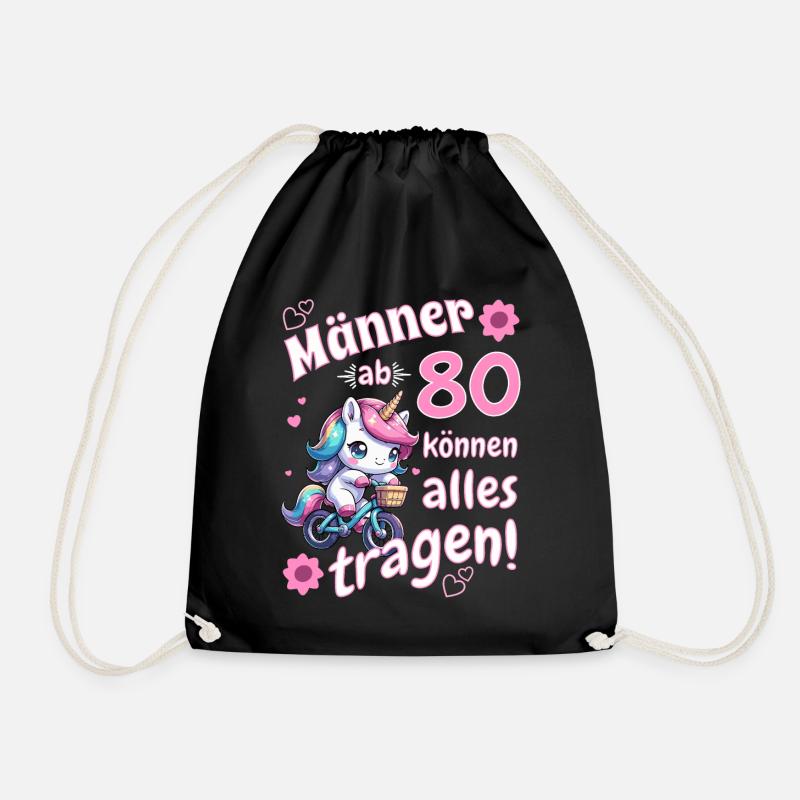 Männer ab 80...Geburtstag Mann 80 lustige Sprüche - Turnbeutel - Schwarz