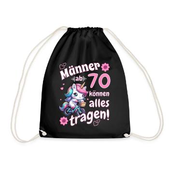 Männer ab 70. Geburtstag Mann 70 lustige Sprüche - Turnbeutel - Schwarz - Vorne