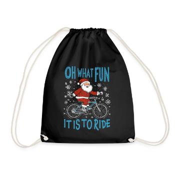 SANTA CLAUS BICYCLE FUNNY CHRISTMAS GIFT - Drawstring Bag - black - Front