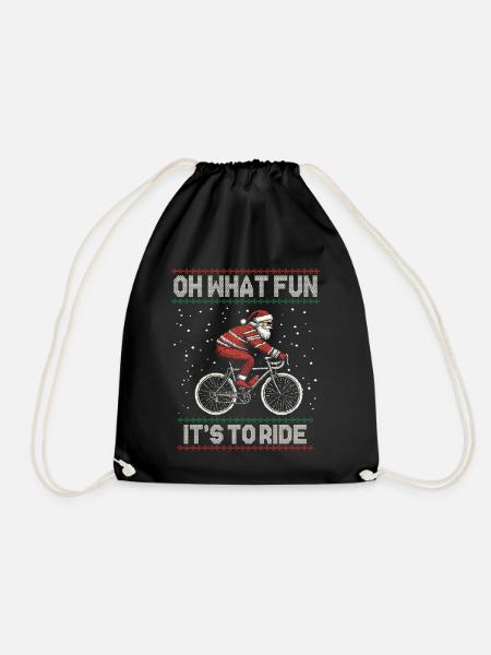 LUSTIGER WEIHNACHTSMANN FAHRRAD WEIHNACHTSGESCHENK - Turnbeutel - Schwarz