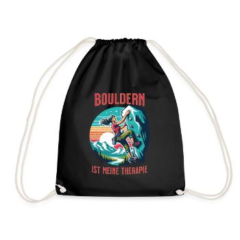 Bouldern ist meine Therapie - Boulderin Geschenk - Turnbeutel - Schwarz - Vorne