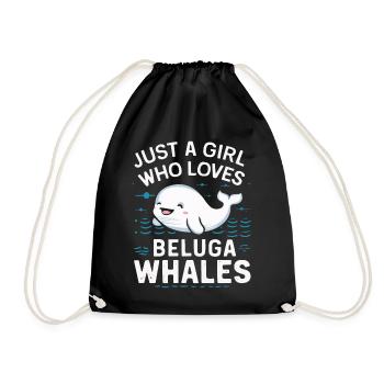 Beluga Whale Ocean Belugas Whales - Drawstring Bag - black - Front