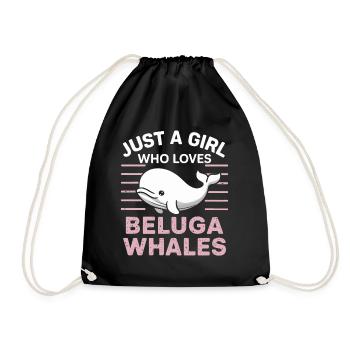 Beluga Whale Ocean Belugas Whales - Drawstring Bag - black - Front