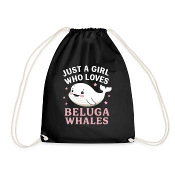 Beluga Whale Ocean Belugas Whales - Drawstring Bag - black - Front