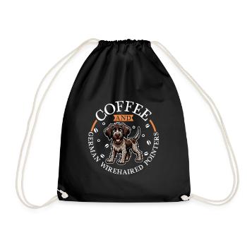 Coffee and German Wirehair - Drawstring Bag - black - Front