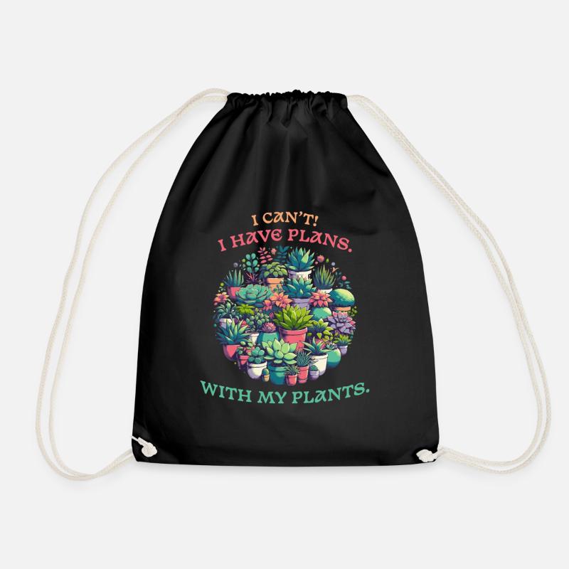 Plant lovers, balcony plants and garden enthusiasts - Drawstring Bag - black
