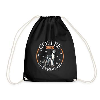 Kaffee und Greyhound - Turnbeutel - Schwarz - Vorne