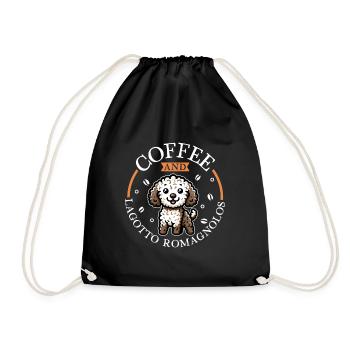 Kaffee und Lagotto Romagnolo - Turnbeutel - Schwarz - Vorne