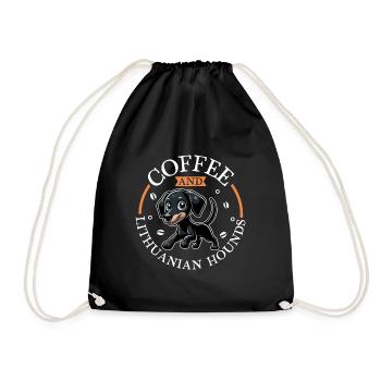 Coffee and Lithuanian Hound - Drawstring Bag - black - Front
