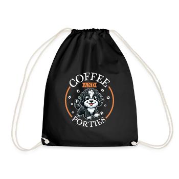 Kaffee und Portugiesischer Wasserhund - Turnbeutel - Schwarz - Vorne