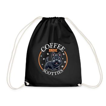 Kaffee und Scottish Terrier - Turnbeutel - Schwarz - Vorne