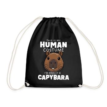 Funny Capybara Costume - Drawstring Bag - black - Front