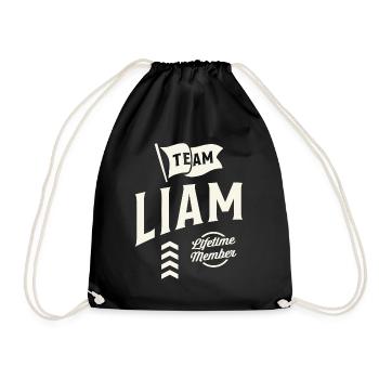 Team Liam Lifetime Member Personalized Name Liam - Drawstring Bag - black - Front