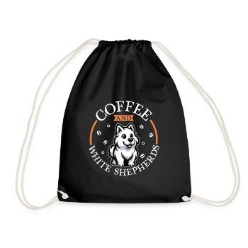 Coffee and White Shepherd - Drawstring Bag - black - Front