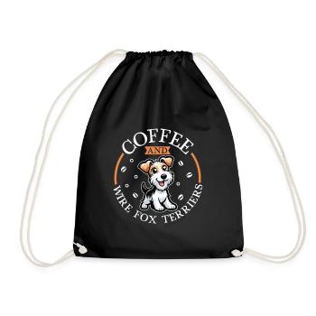 Kaffee und Drahthaar-Foxterrier - Turnbeutel - Schwarz - Vorne