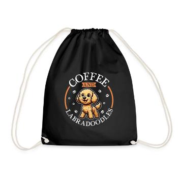 Kaffee und Labradoodle - Turnbeutel - Schwarz - Vorne