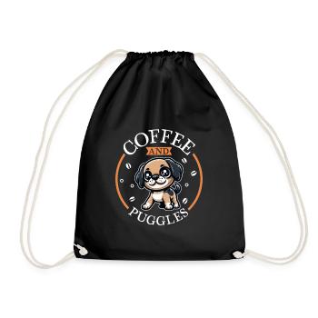 Coffee and Puggle - Drawstring Bag - black - Front