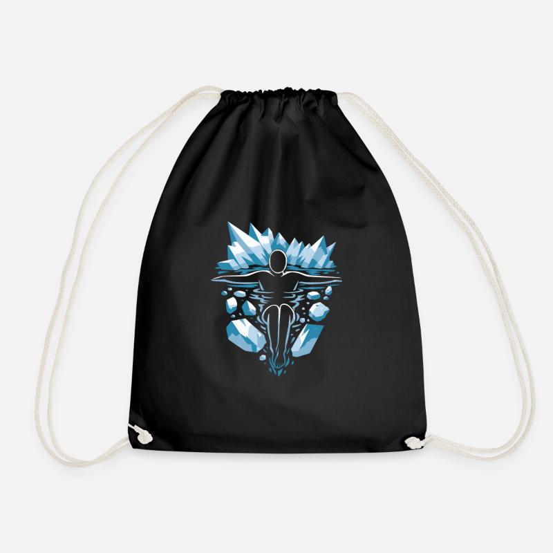 Winter Swimming Baths and Cold Therapy Designs - Drawstring Bag - black