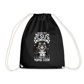 Jésus et mon Maine Coon - Sac de sport léger - noir - Devant