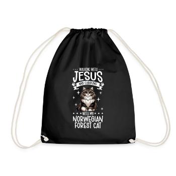 Jésus et mon chat des forêts norvégiennes - Sac de sport léger - noir - Devant