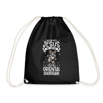 Jesus and my Oriental Shorthair - Drawstring Bag - black - Front