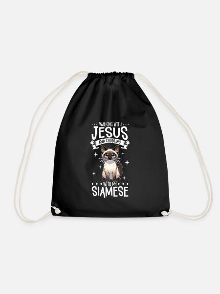 Jesus und meine Siamkatze - Turnbeutel - Schwarz