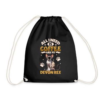 Kaffee und meine Devon Rex - Turnbeutel - Schwarz - Vorne