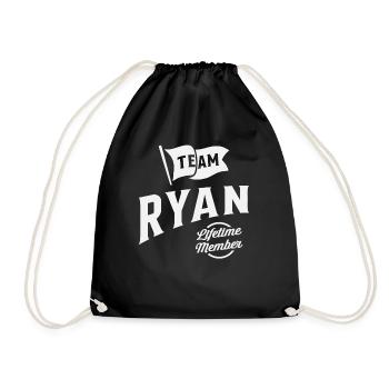 Team Ryan Lifetime Member Personalized Name Ryan - Drawstring Bag - black - Front