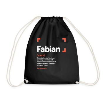 Fabian Definition Personalized Name Fabian - Drawstring Bag - black - Front
