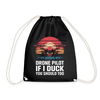 Dronen Pilot Quadrocopter Drone - Turnbeutel - Schwarz - Vorne