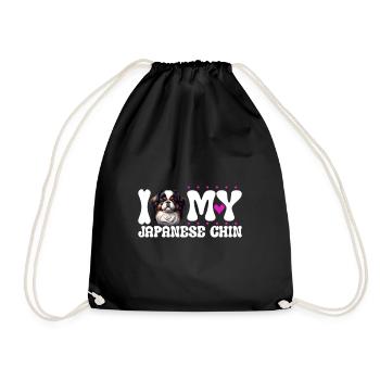 I love my Japanese Chin - Drawstring Bag - black - Front