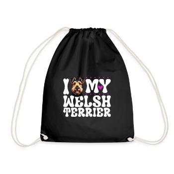 I love my Welsh Terrier - Drawstring Bag - black - Front