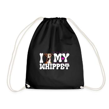 Ich liebe meinen Whippet - Turnbeutel - Schwarz - Vorne