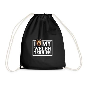 I love my Welsh Terrier - Drawstring Bag - black - Front