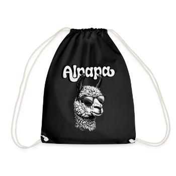 Cool Alpapa Alpaca Dad Father's Day - Drawstring Bag - black - Front