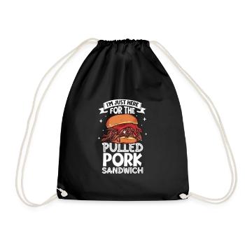 Nur hier für das Pulled Pork Sandwich - Turnbeutel - Schwarz - Vorne