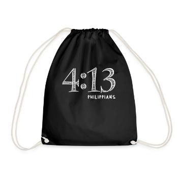 Philippians 4:13 - Christian Quote on Strength - Drawstring Bag - black - Front