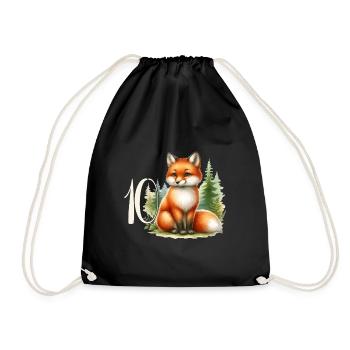 Mit Fuchs - Kinder Geburtstag 10 Jahre - Turnbeutel - Schwarz - Vorne