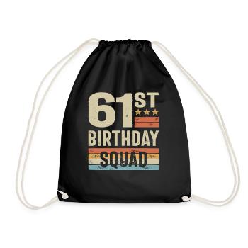 61st Birthday Squad Men Women Retro - Drawstring Bag - black - Front