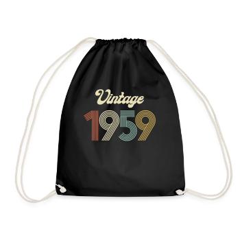Vintage 1959 - 66 Birthday Men Women Retro - Drawstring Bag - black - Front