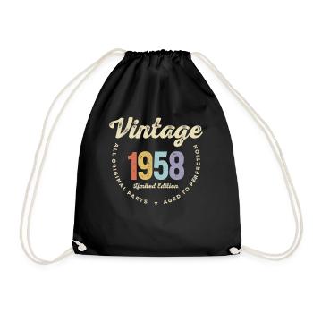 Retro Vintage 1958 - 67 Birthday - Drawstring Bag - black - Front