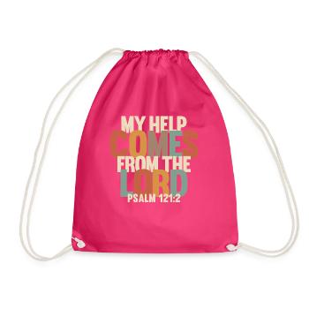 Meine Hilfe kommt vom Herrn - Psalm 121,2 - Turnbeutel - Fuchsia - Vorne