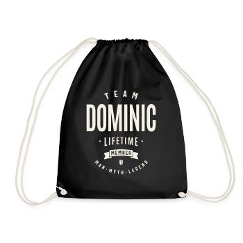 Team Dominic Lifetime Member Funny Name Dominic - Drawstring Bag - black - Front